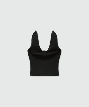 Top a corsetto nero in double crêpe cady