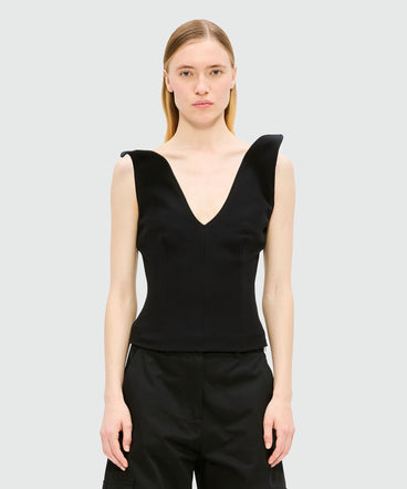 Top a corsetto nero in double crêpe cady