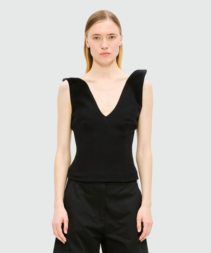 Top a corsetto nero in double crêpe cady 99 Donna 