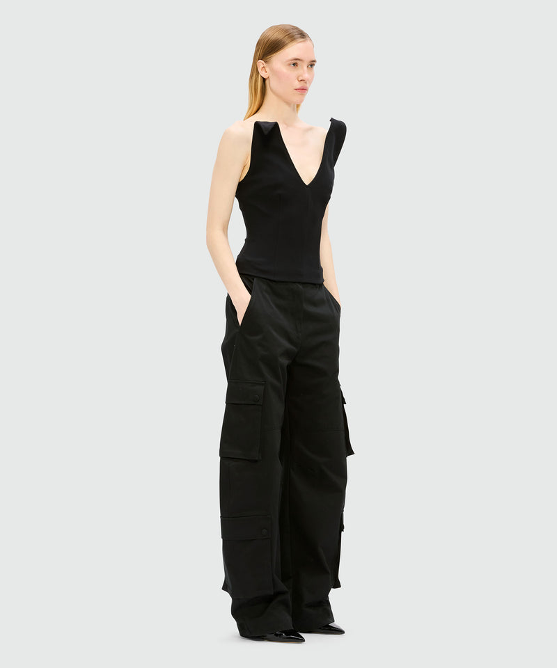 Top a corsetto nero in double crêpe cady 99 Donna 