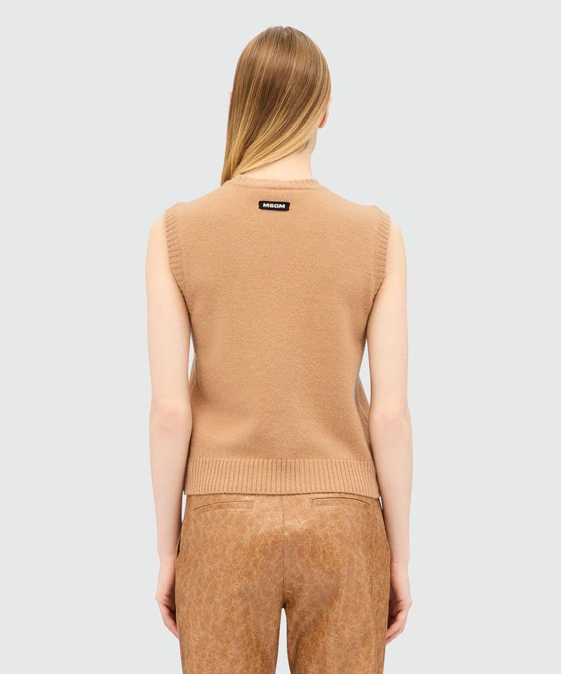 Gilet beige in maglia con motivo argyle multicolor 24 Donna 