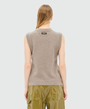 Gilet grigio in mohair con motivo "Fantastic mushroom"
