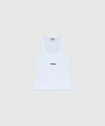 White ribbed jersey top with white MSGM logo