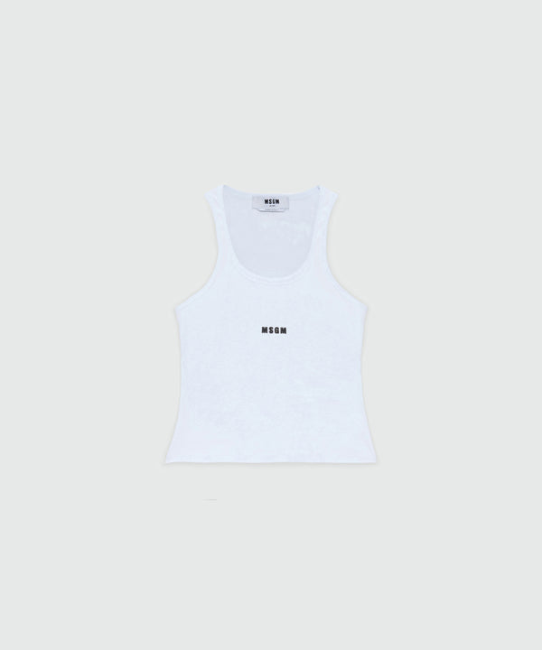 White ribbed jersey top with white MSGM logo