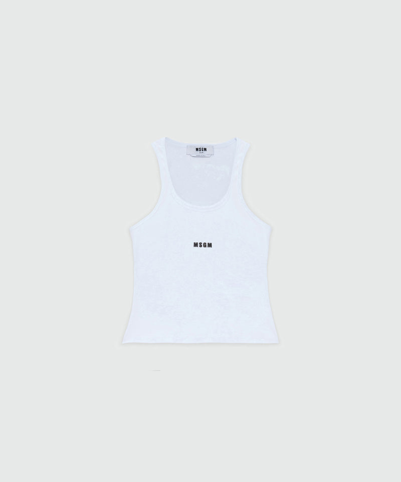 White ribbed jersey top with white MSGM logo 1 Women 