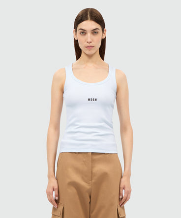 White ribbed jersey top with white MSGM logo