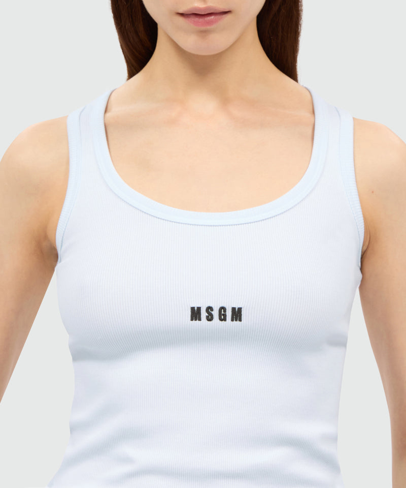 White ribbed jersey top with white MSGM logo 1 Women 