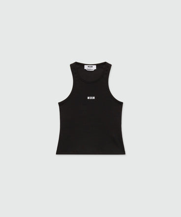 Black ribbed jersey top with white MSGM logo