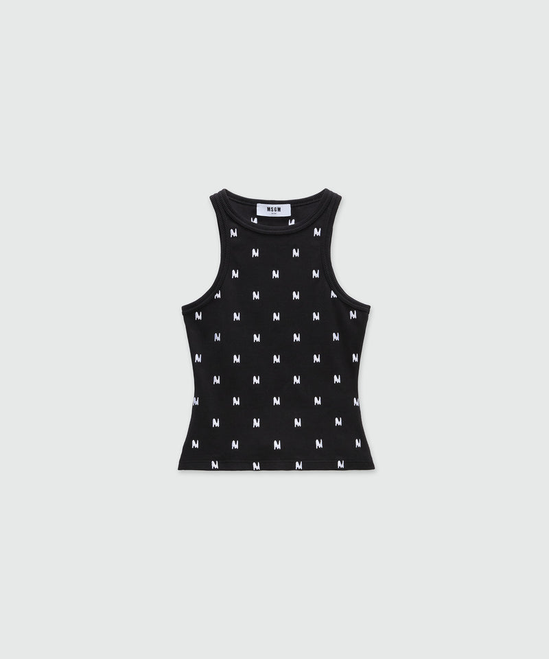 Ribbed jersey top with embroidered "TheMwave" logo 99 Women 