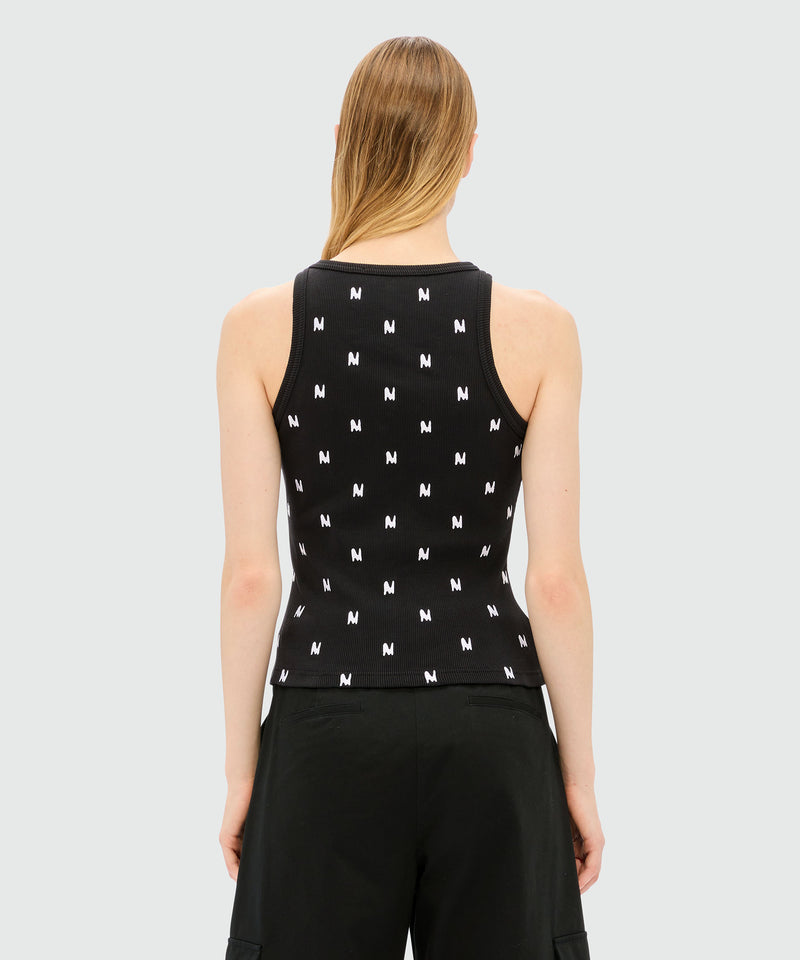 Ribbed jersey top with embroidered "TheMwave" logo 99 Women 