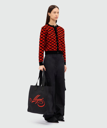 Black canvas tote with red cursive MSGM logo
