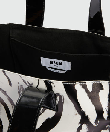 White canvas tote with "Sketched Bunnies" print