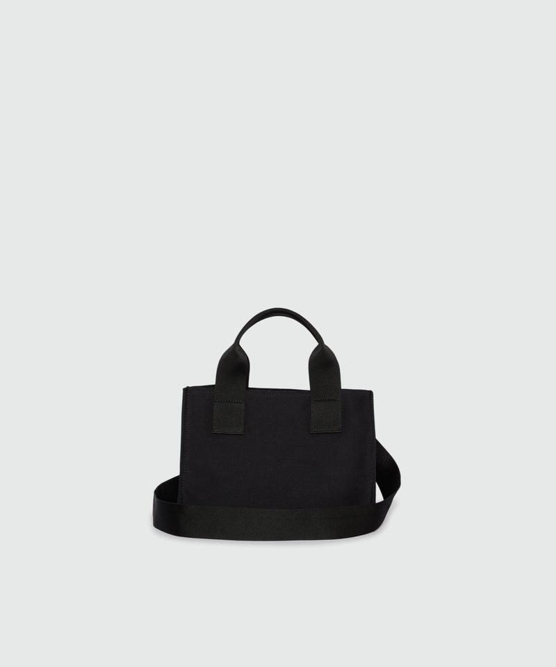 Black canvas micro tote with red cursive MSGM logo 18 Women 