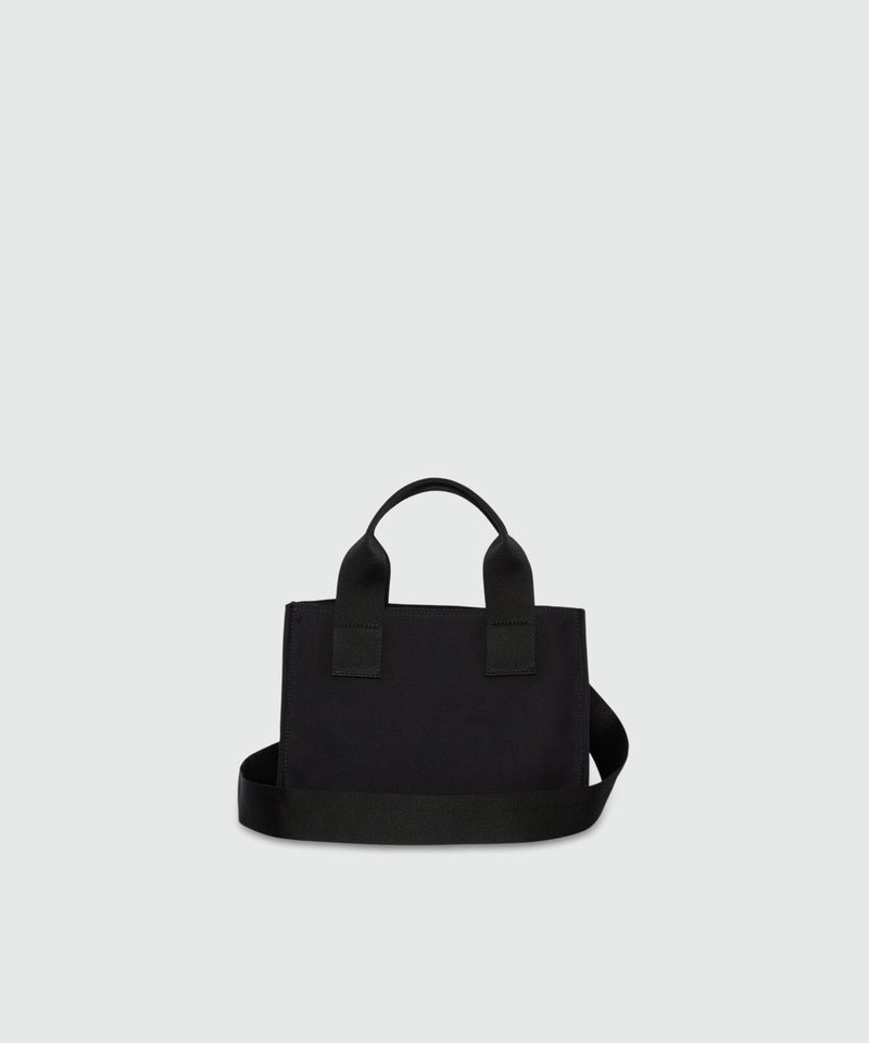 Black canvas micro tote with white cursive MSGM logo 01 Women 