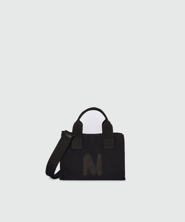Black canvas micro tote with "TheMwave" logo