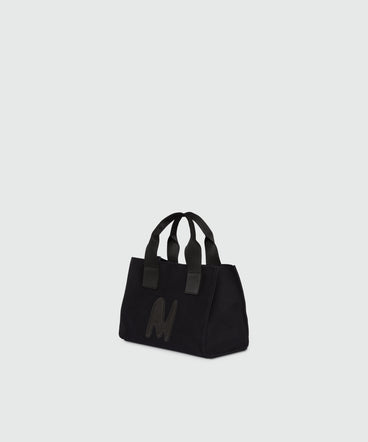 Black canvas micro tote with "TheMwave" logo