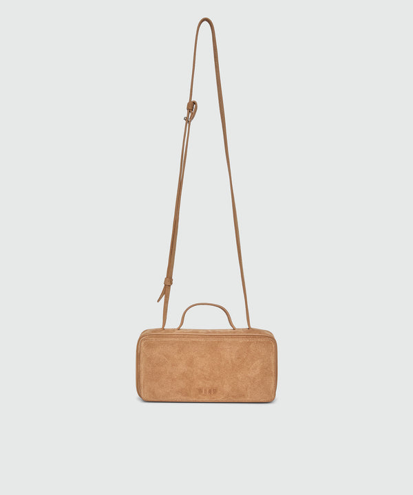 Borsa marrone in pelle scamosciata