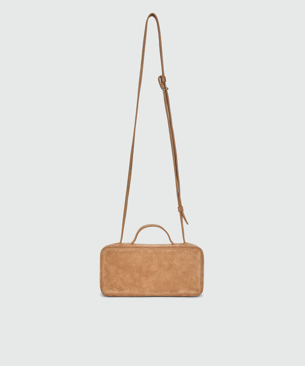 Borsa marrone in pelle scamosciata