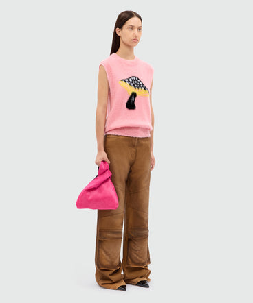 Mini fuchsia ponyskin handbag