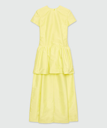 Yellow duchesse dress with train