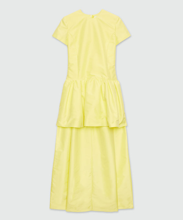 Yellow duchesse dress with train