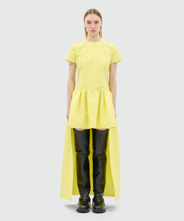 Yellow duchesse dress with train