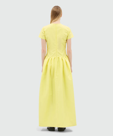 Yellow duchesse dress with train