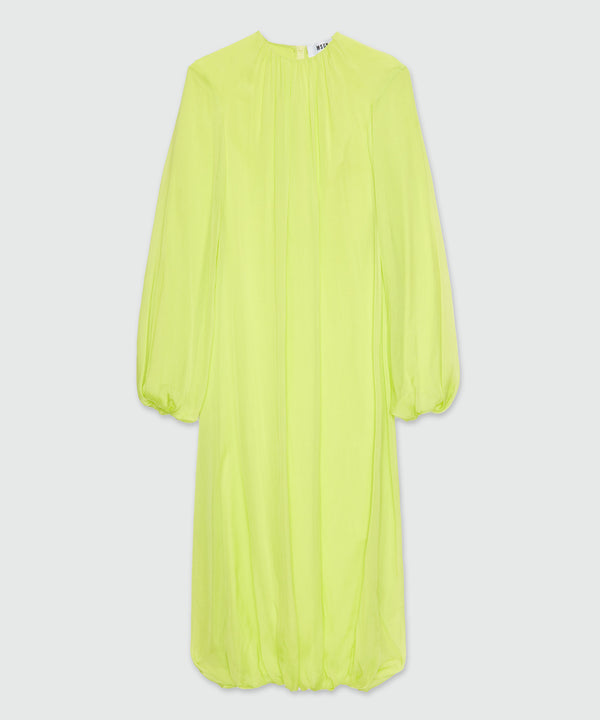 Long fluorescent yellow chiffon dress