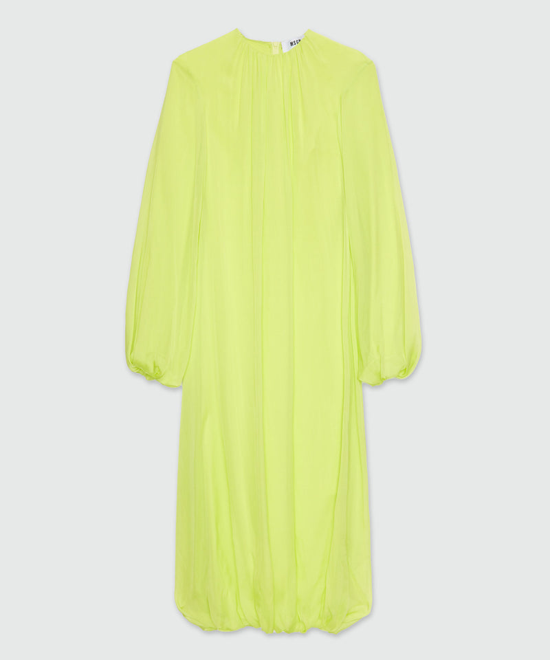 Long fluorescent yellow chiffon dress 06 Women 