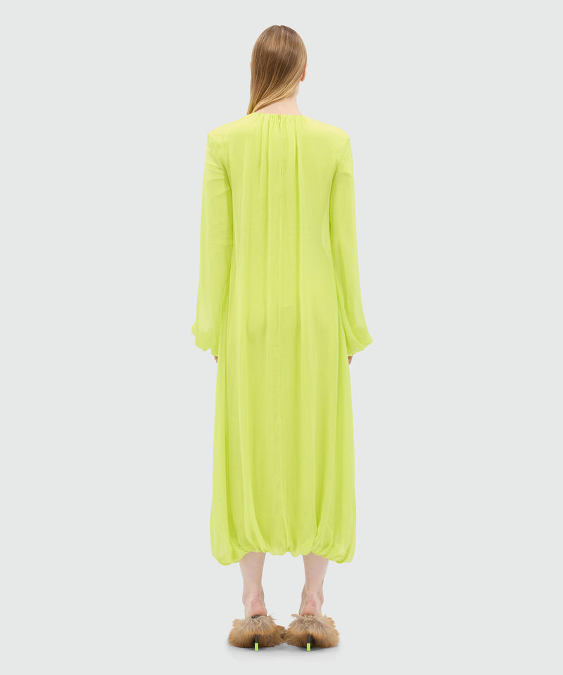 Long fluorescent yellow chiffon dress 06 Women 