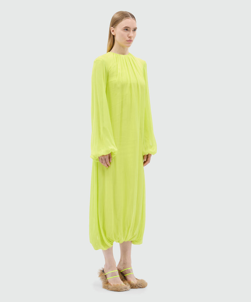 Long fluorescent yellow chiffon dress 06 Women 