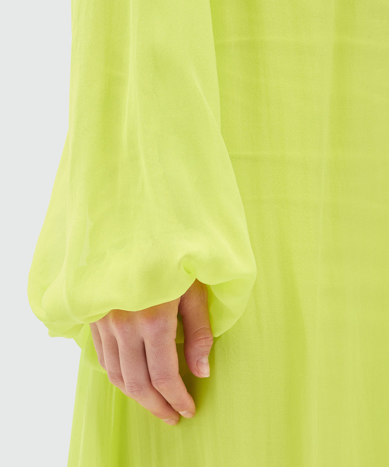 Long fluorescent yellow chiffon dress 06 Women 