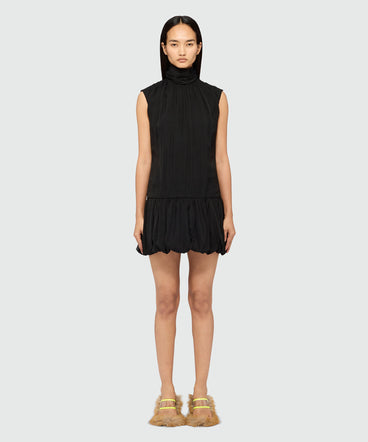 Short black poplin dress