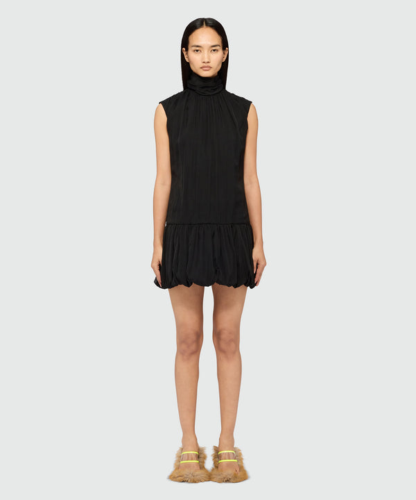 Short black poplin dress