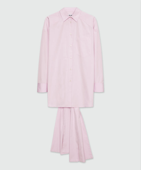 Pink poplin minidress with draped back