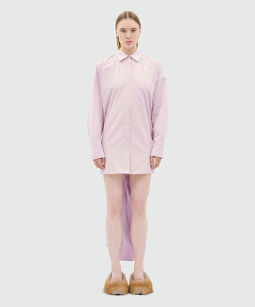 Pink poplin minidress with draped back