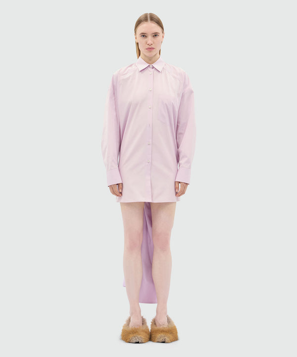 Pink poplin minidress with draped back