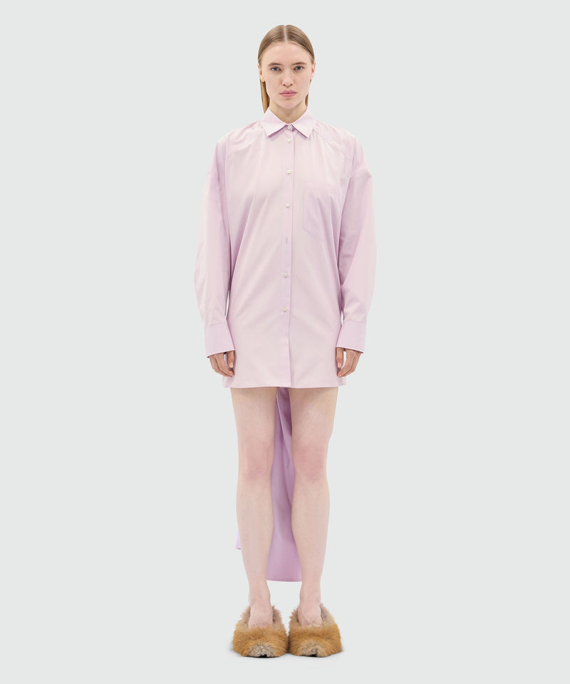 Pink poplin minidress with draped back 12 Women 