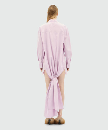 Pink poplin minidress with draped back
