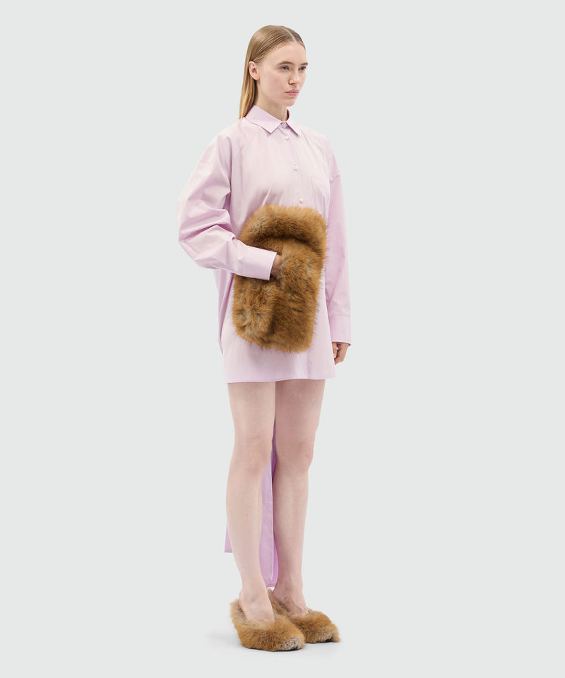 Pink poplin minidress with draped back 12 Women 