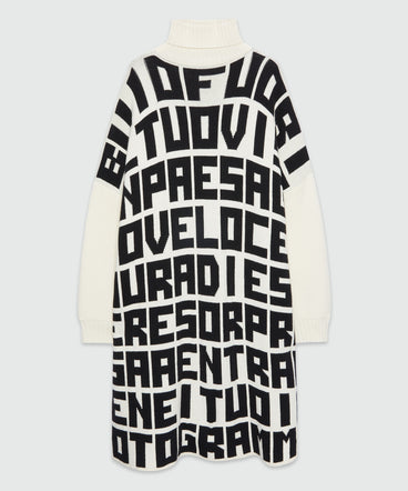 Caterina Frongia x MSGM White Knit Midi Dress with Black Lettering