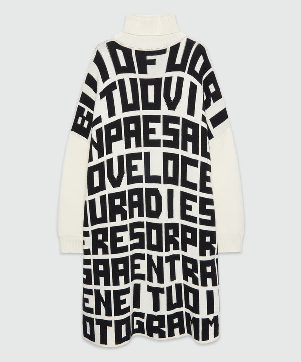 Caterina Frongia x MSGM White Knit Midi Dress with Black Lettering