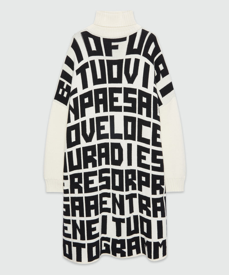 Caterina Frongia x MSGM White Knit Midi Dress with Black Lettering 02A Women 