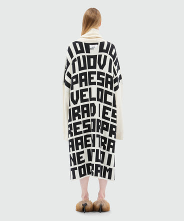 Caterina Frongia x MSGM White Knit Midi Dress with Black Lettering