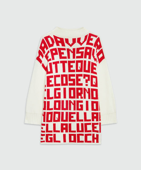 Caterina Frongia x MSGM cream jacquard sweater with red lettering
