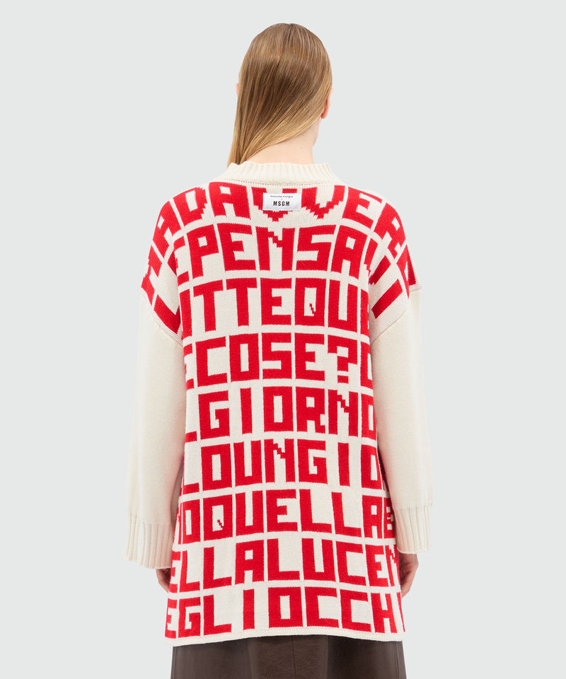 Caterina Frongia x MSGM cream jacquard sweater with red lettering 02B Women 