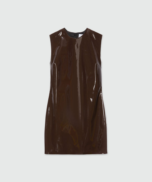 Brown vinyl minidress