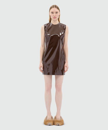 Brown vinyl minidress