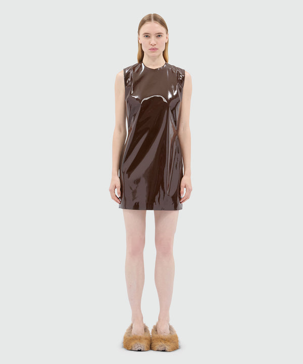 Brown vinyl minidress