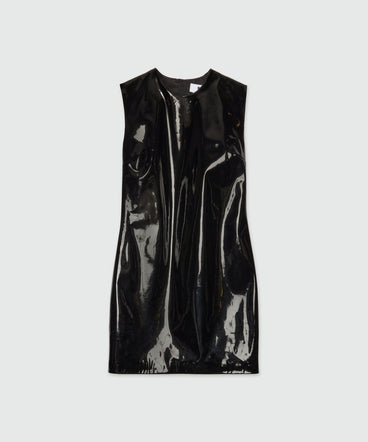 Black vinyl minidress